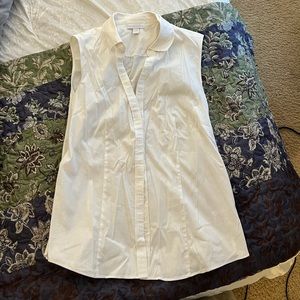 Women’s Sleeveless White Button Down Top